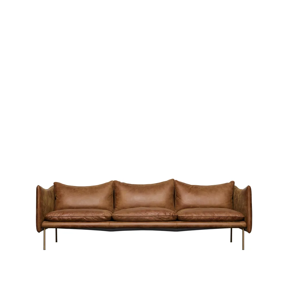 Tiki soffa 3-sits, Vintage rangers brun-svarta ben Fogia