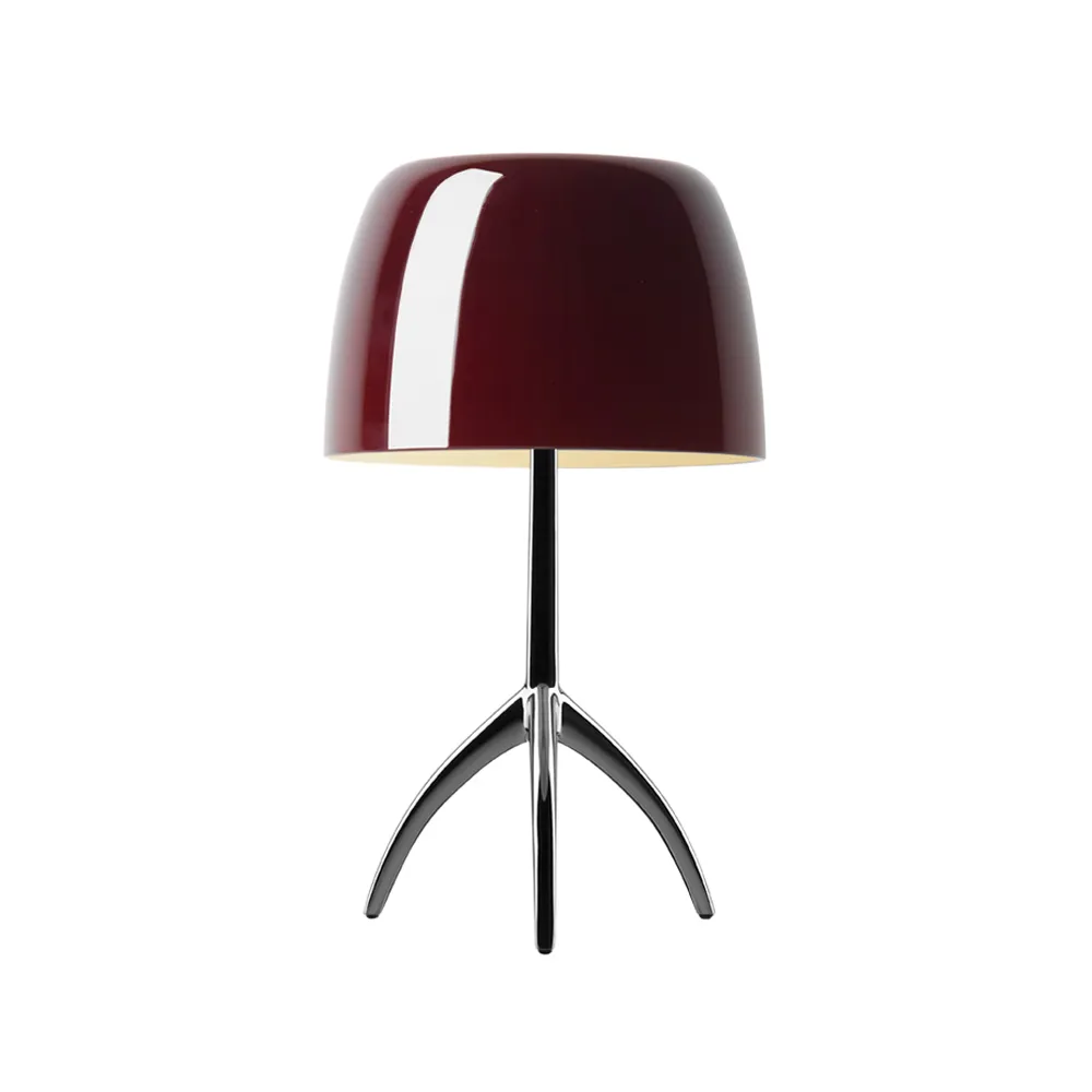 Lumiere Grande Dimbar bordslampa, körsbärsröd, svartkrom Foscarini