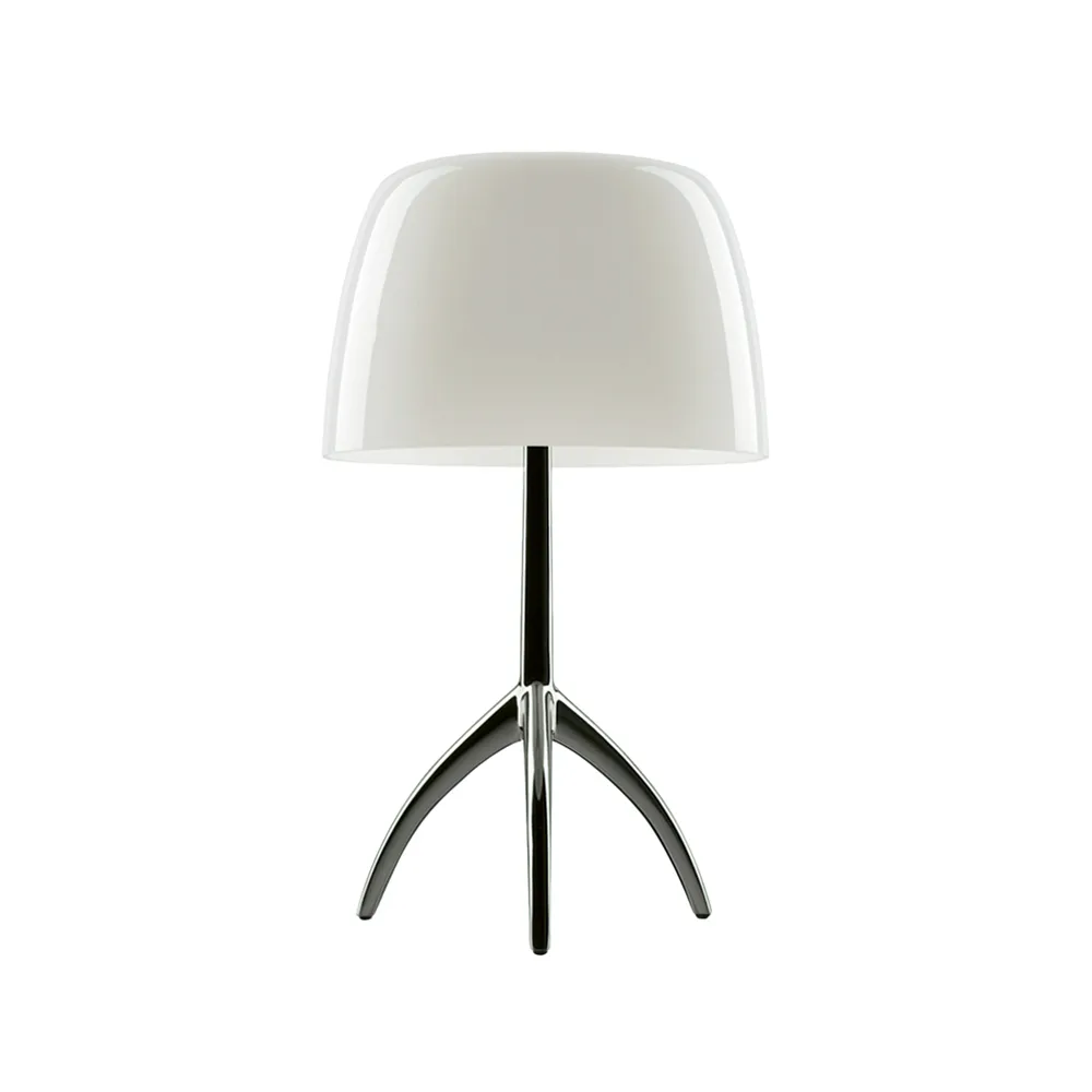 Lumiere Grande Dimbar bordslampa, varmvit, svartkrom Foscarini