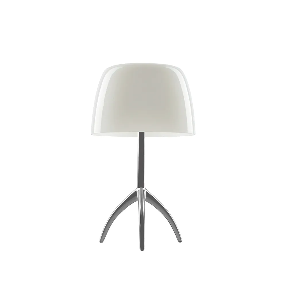 Lumiere Piccola Dimbar bordslampa, Varmvit skärm-aluminiumfot Foscarini