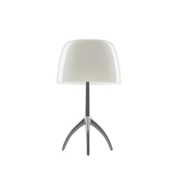 Lumiere Piccola Dimbar bordslampa - Varmvit skärm-aluminiumfot - Foscarini