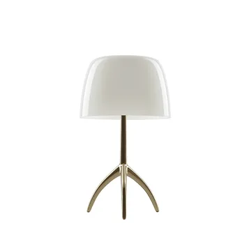 Lumiere Piccola Dimbar bordslampa - Varmvit skärm-champagnefärgad fot - Foscarini