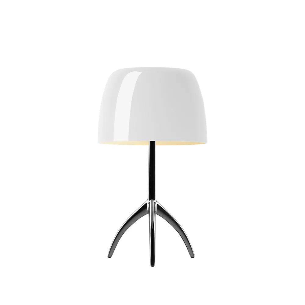 Lumiere Piccola On/Off bordslampa, vit, svartkrom Foscarini