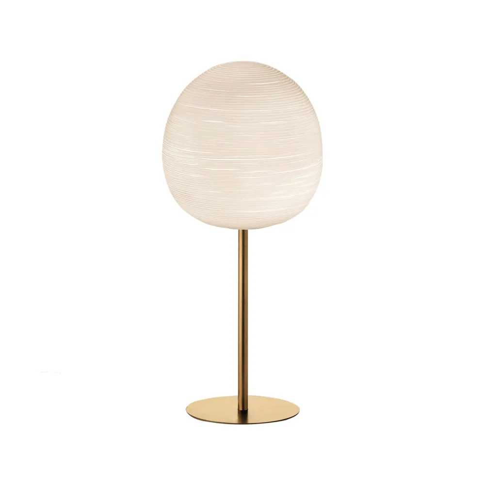 Rituals XL alta bordslampa, oro/bianco, guldfärgad stativ Foscarini