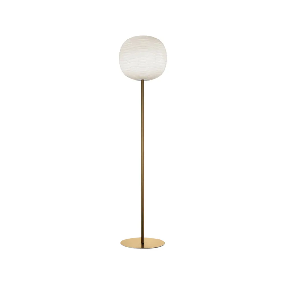 Rituals XL golvlampa, oro/bianco, guldfärgad stativ Foscarini