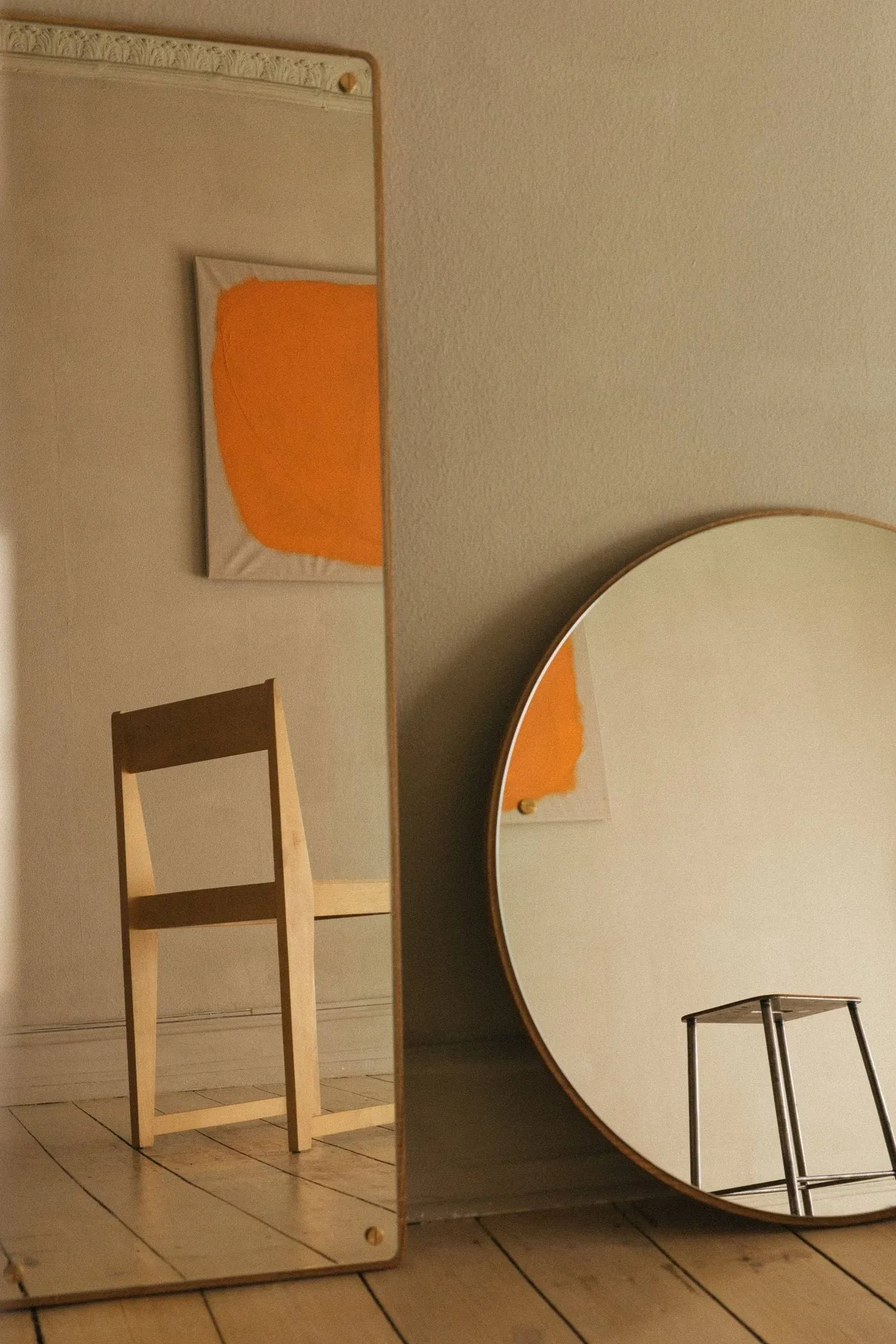 CM Circle spegel, Ek, large, Ø70 cm FRAMA