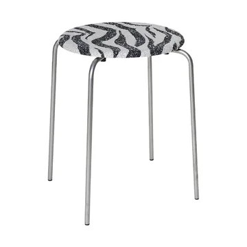 Petit Rond rund pall - Rostfritt stål-tyg Zebra - FRAMA