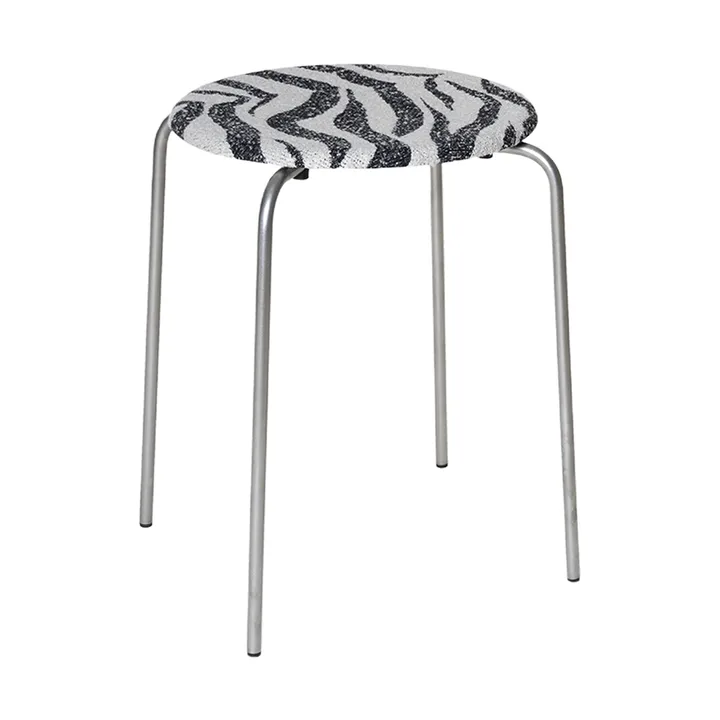 Petit Rond rund pall - Rostfritt stål-tyg Zebra - FRAMA
