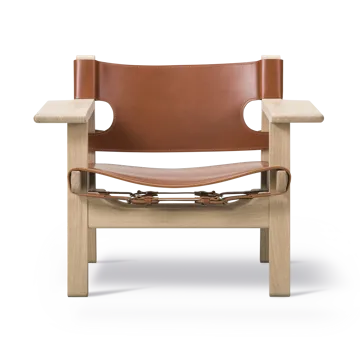 Den spanske stol fåtölj - Läder cognac-ljus oljad ek - Fredericia Furniture