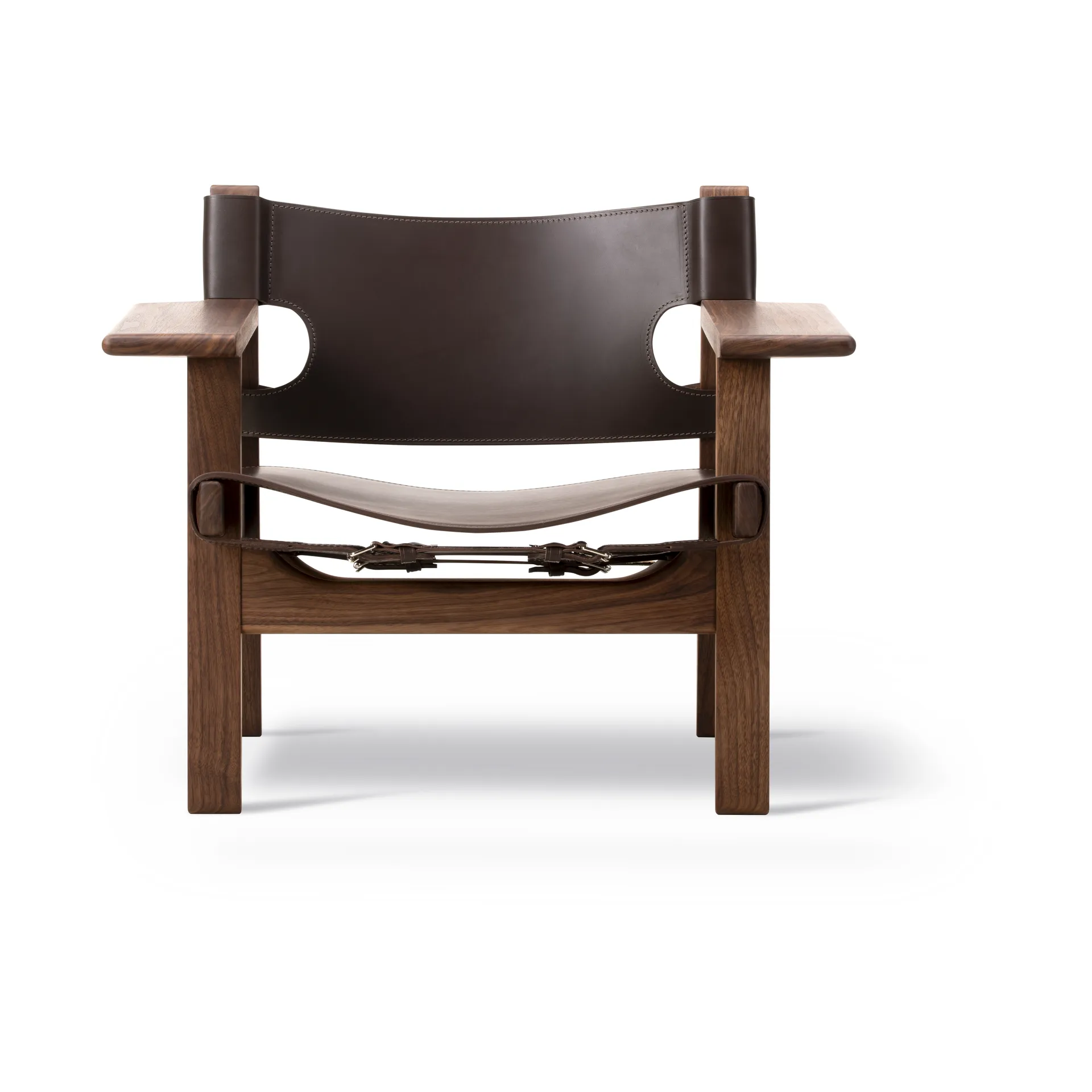 Den spanske stol fåtölj, Läder mörkbrun-oljad valnöt Fredericia Furniture