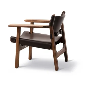 Den spanske stol fåtölj - Läder mörkbrun-oljad valnöt - Fredericia Furniture