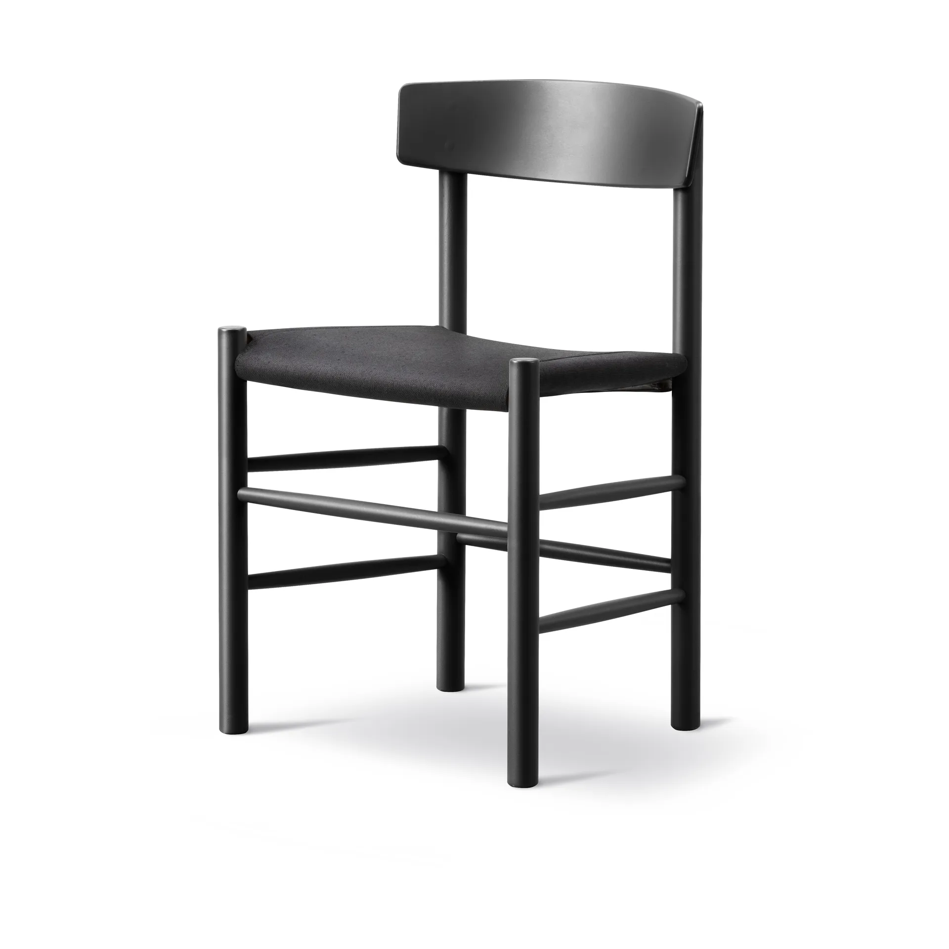 J39 stol, Svartlackerad ek-svart canvas Fredericia Furniture