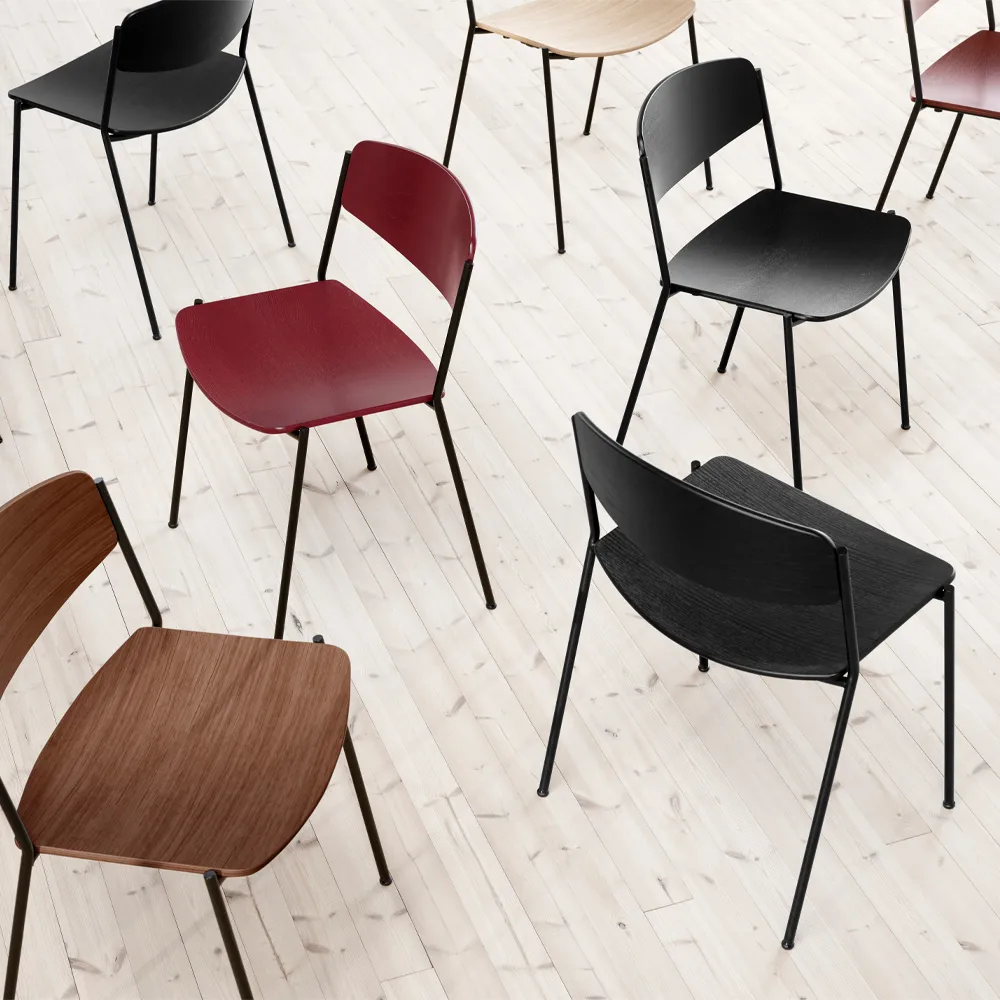 Lynderup 3080 stol, Lackerad ek-svart stålstativ Fredericia Furniture
