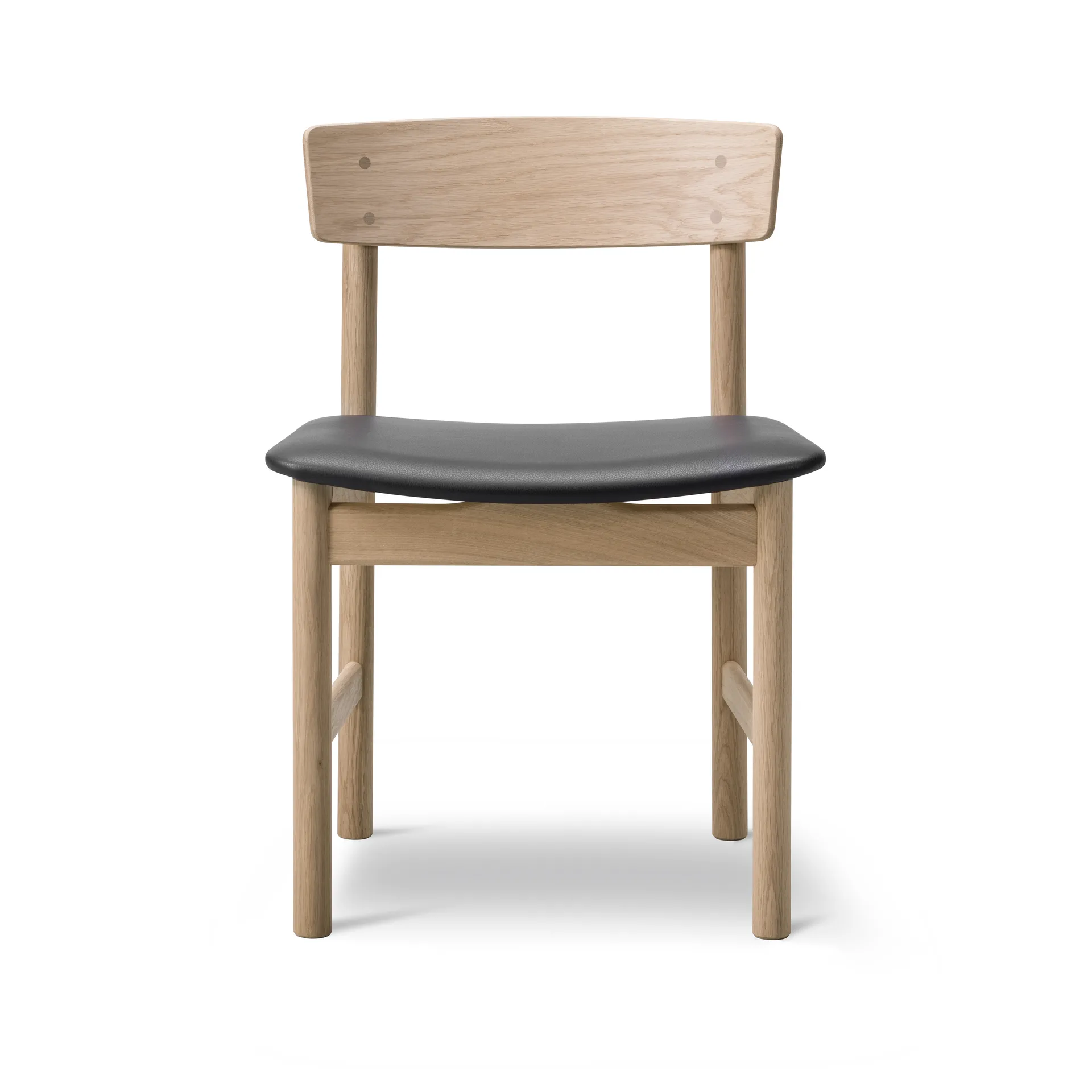 Mogensen 3236 stol, Såpad ek-svart läder omni 301 Fredericia Furniture