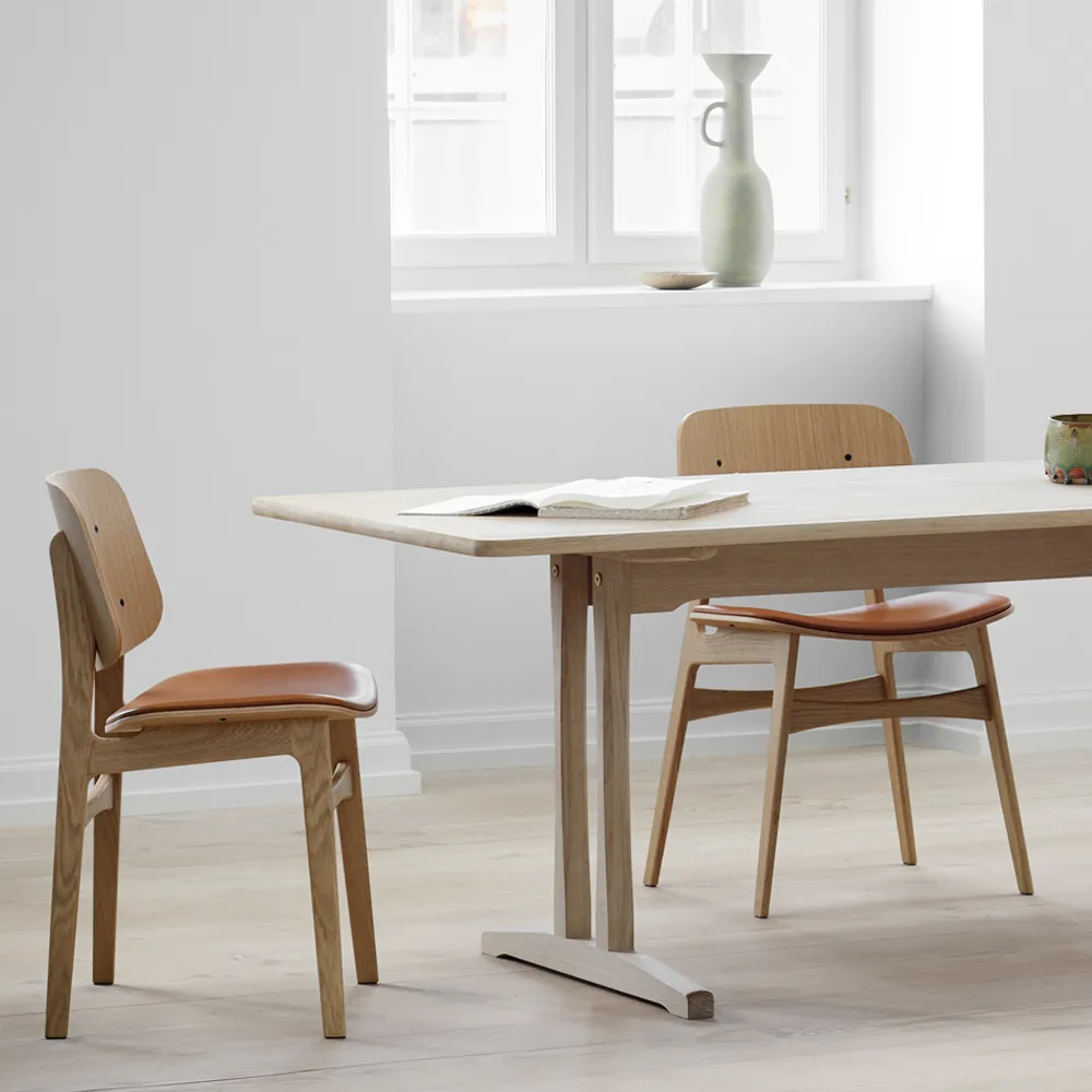 Søborg 3061 metal stol klädd sits, Läder Omni cognac-kromstativ Fredericia Furniture