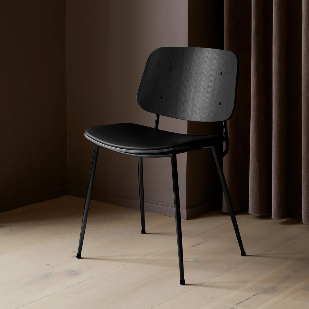 Søborg 3061 metal stol klädd sits, Läder Omni cognac-kromstativ Fredericia Furniture