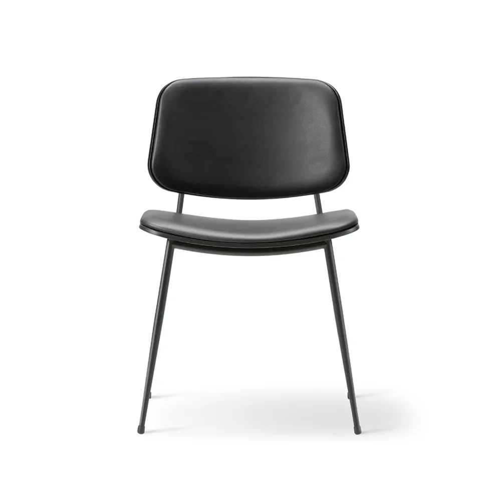 Søborg 3062 Metal stol helklädd, Läder omni 301 svart-svart Fredericia Furniture