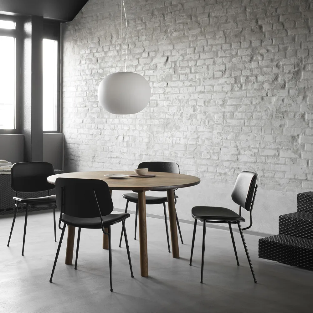 Søborg 3062 Metal stol helklädd, Läder omni 301 svart-svart Fredericia Furniture