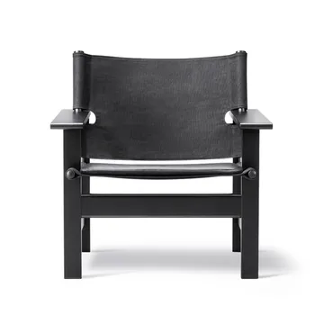 The Canvas Chair fåtölj - Canvas svart-svartlackad ek, inkl. svart läder dyna - Fredericia Furniture