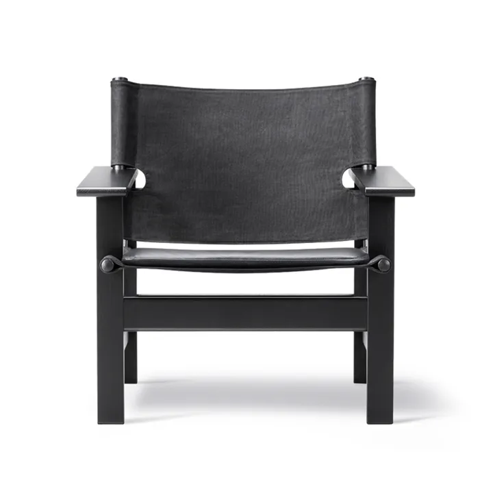 The Canvas Chair fåtölj - Canvas svart-svartlackad ek, inkl. svart läder dyna - Fredericia Furniture