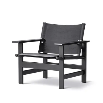 The Canvas Chair fåtölj - Canvas svart-svartlackad ek, inkl. svart läder dyna - Fredericia Furniture
