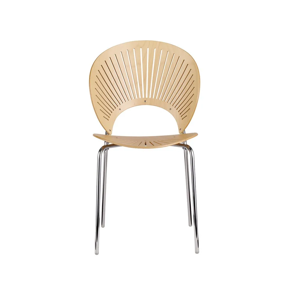 Trinidad 3398 stol, Klarlackad bok-ben krom Fredericia Furniture