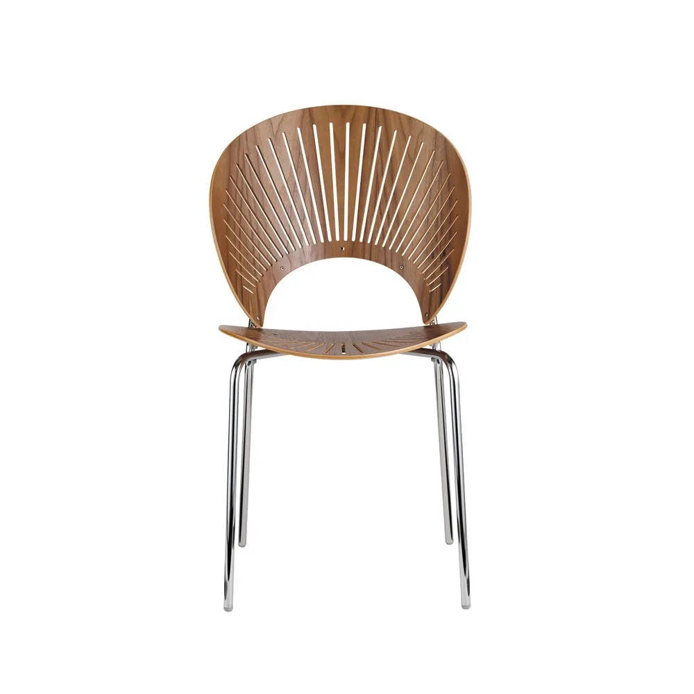 Trinidad 3398 stol, Klarlackad valnöt-ben krom Fredericia Furniture