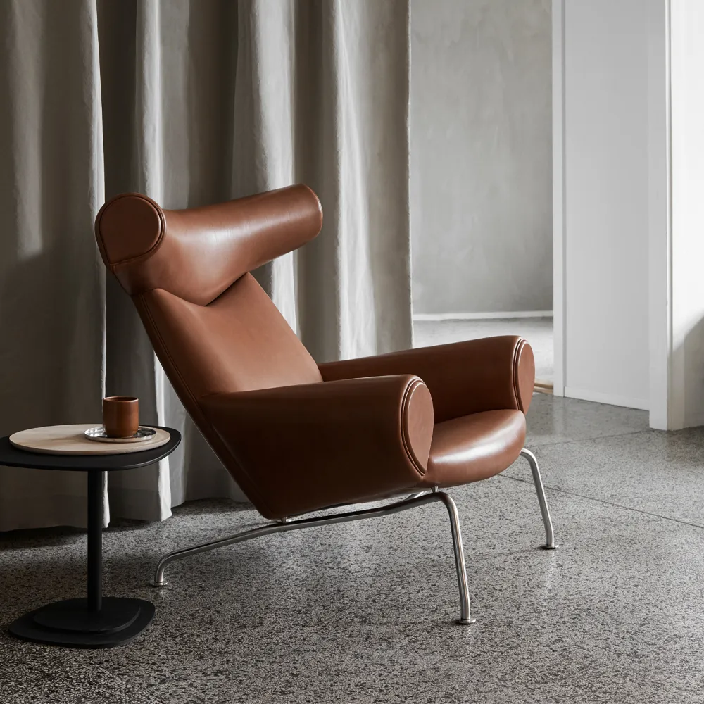 Wegner Ox fåtölj, Läder max 93-krom Fredericia Furniture