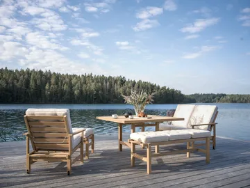 65 bord - Teak, 128x120x68 cm - Fri Form