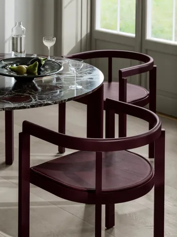 After matbord Ø120 cm - Polerad marmor-burgundy - Fritz Hansen
