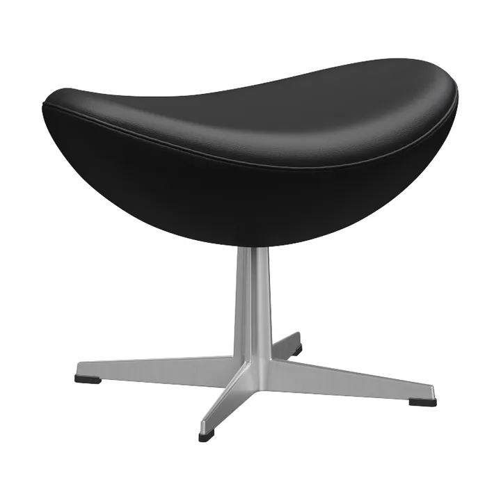 Ägget 3127 fotpall - Leather Aura Black-steel - Fritz Hansen