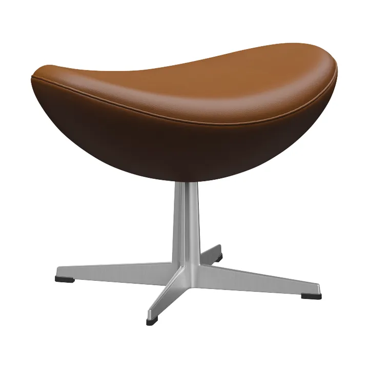 Ägget 3127 fotpall - Leather Aura Walnut-steel - Fritz Hansen