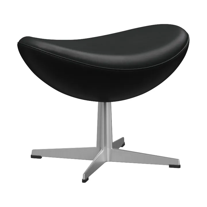 Ägget 3127 fotpall - Leather Grace Black-steel - Fritz Hansen