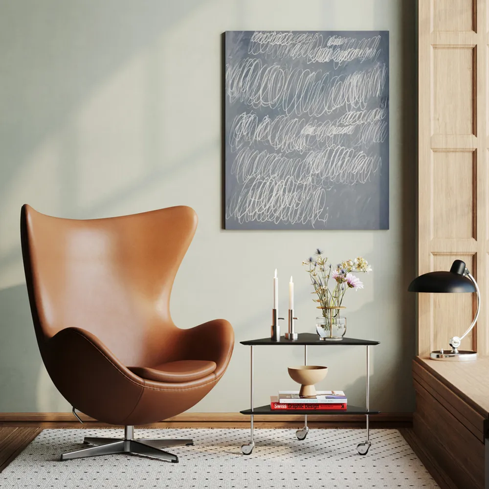 Ägget 3316 fåtölj, Leather aura black brown-steel Fritz Hansen