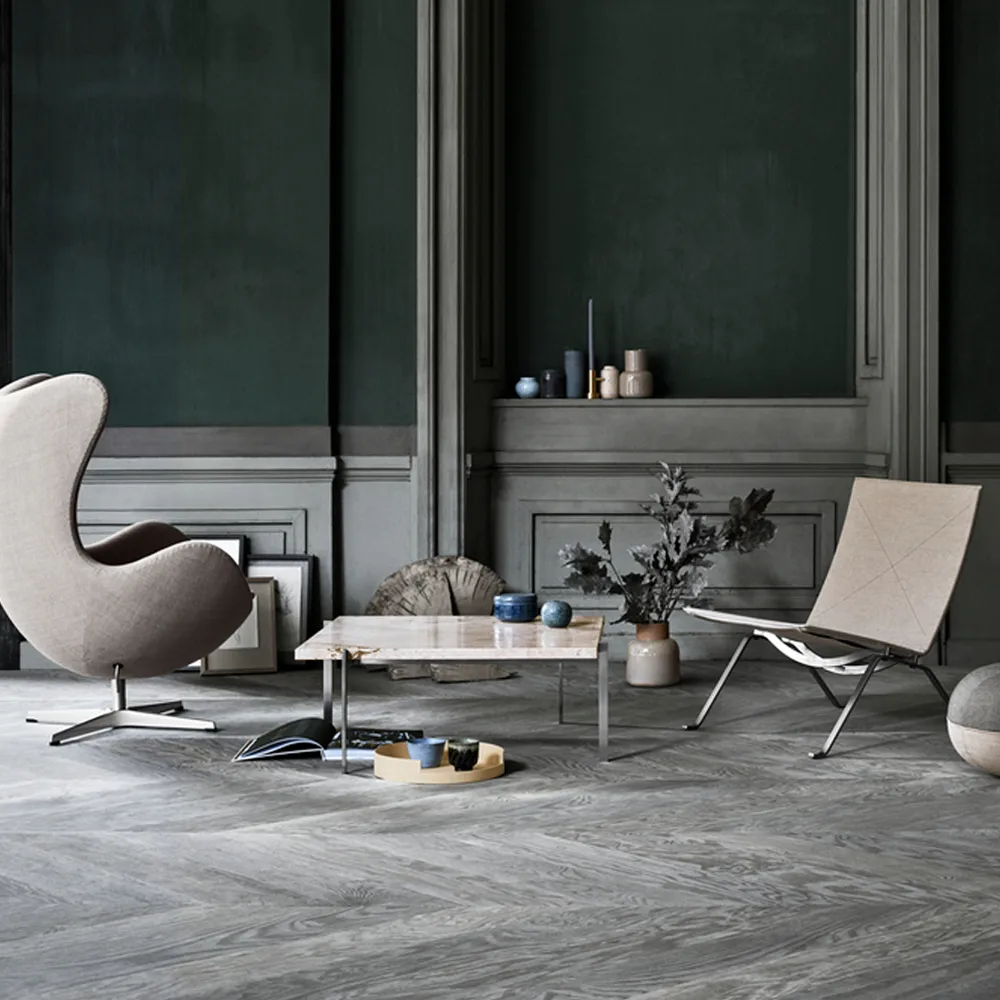 Ägget 3316 fåtölj, Leather essential black-steel Fritz Hansen
