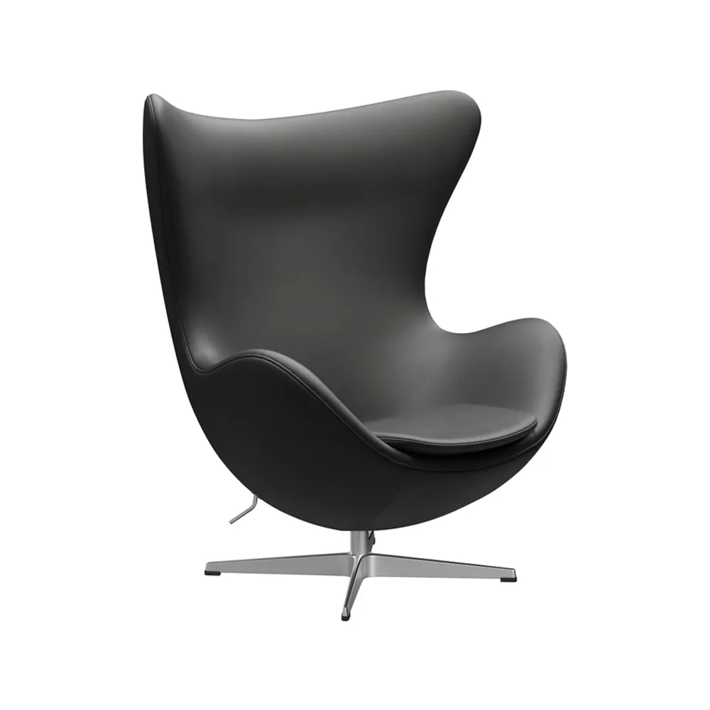 Ägget 3316 fåtölj, Leather essential black-steel Fritz Hansen