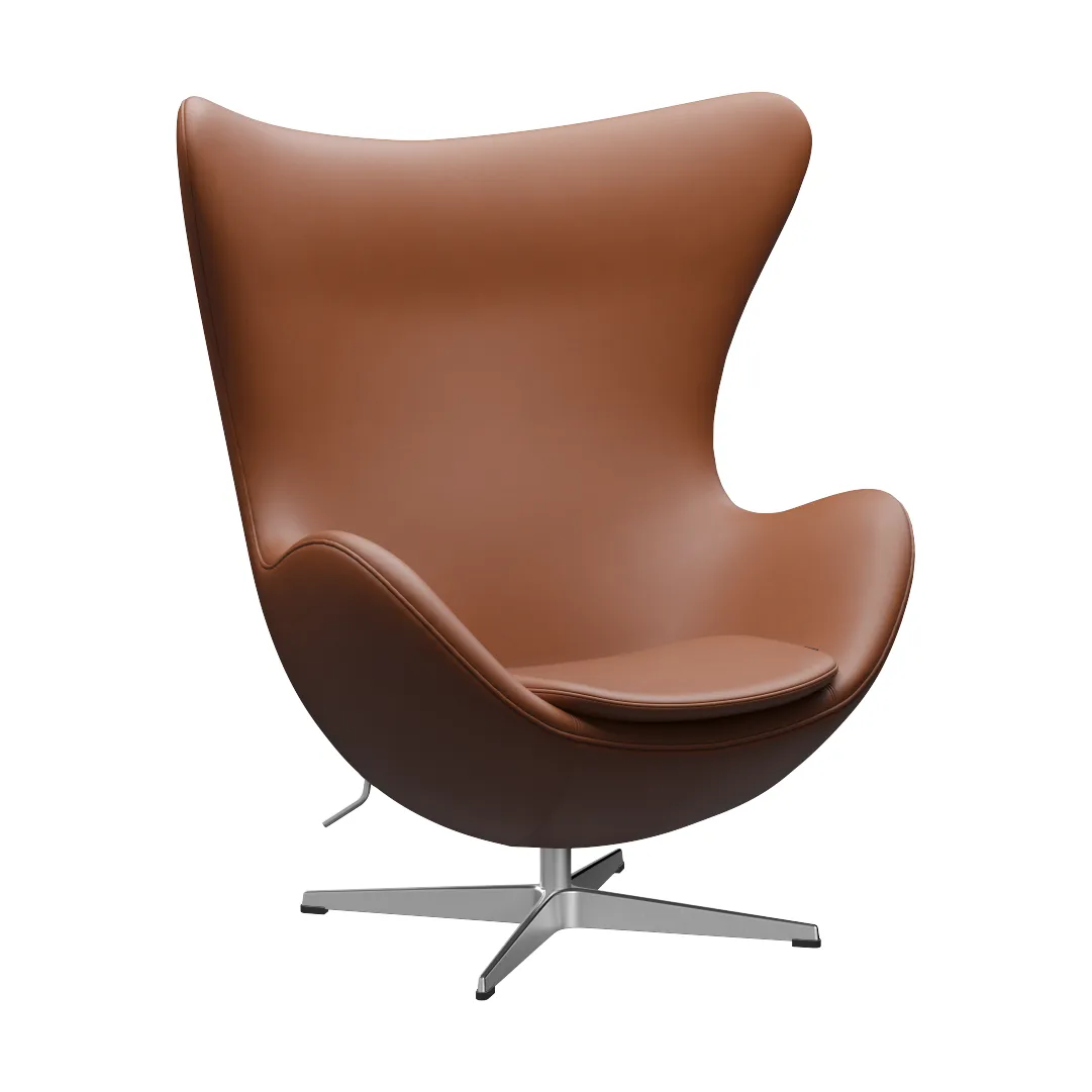 Ägget 3316 fåtölj, Leather Essential Walnut-steel Fritz Hansen