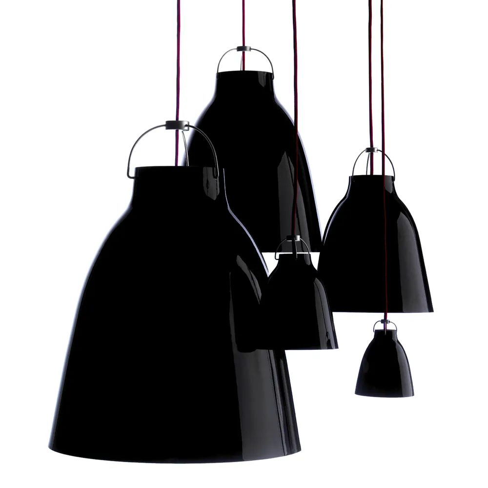 Caravaggio 2 pendel, Svart-svart textilsladd Fritz Hansen