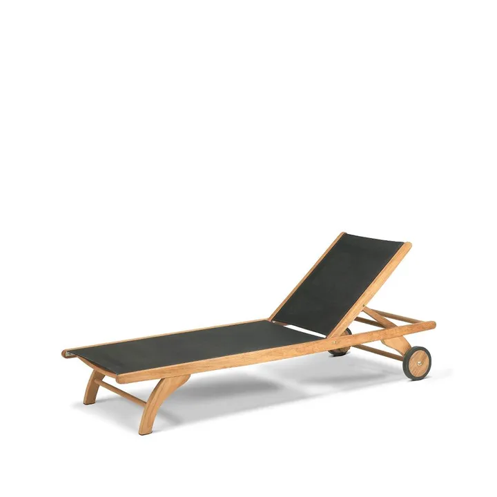 Columbus solsäng - tyg sun texture black, teak - Fritz Hansen