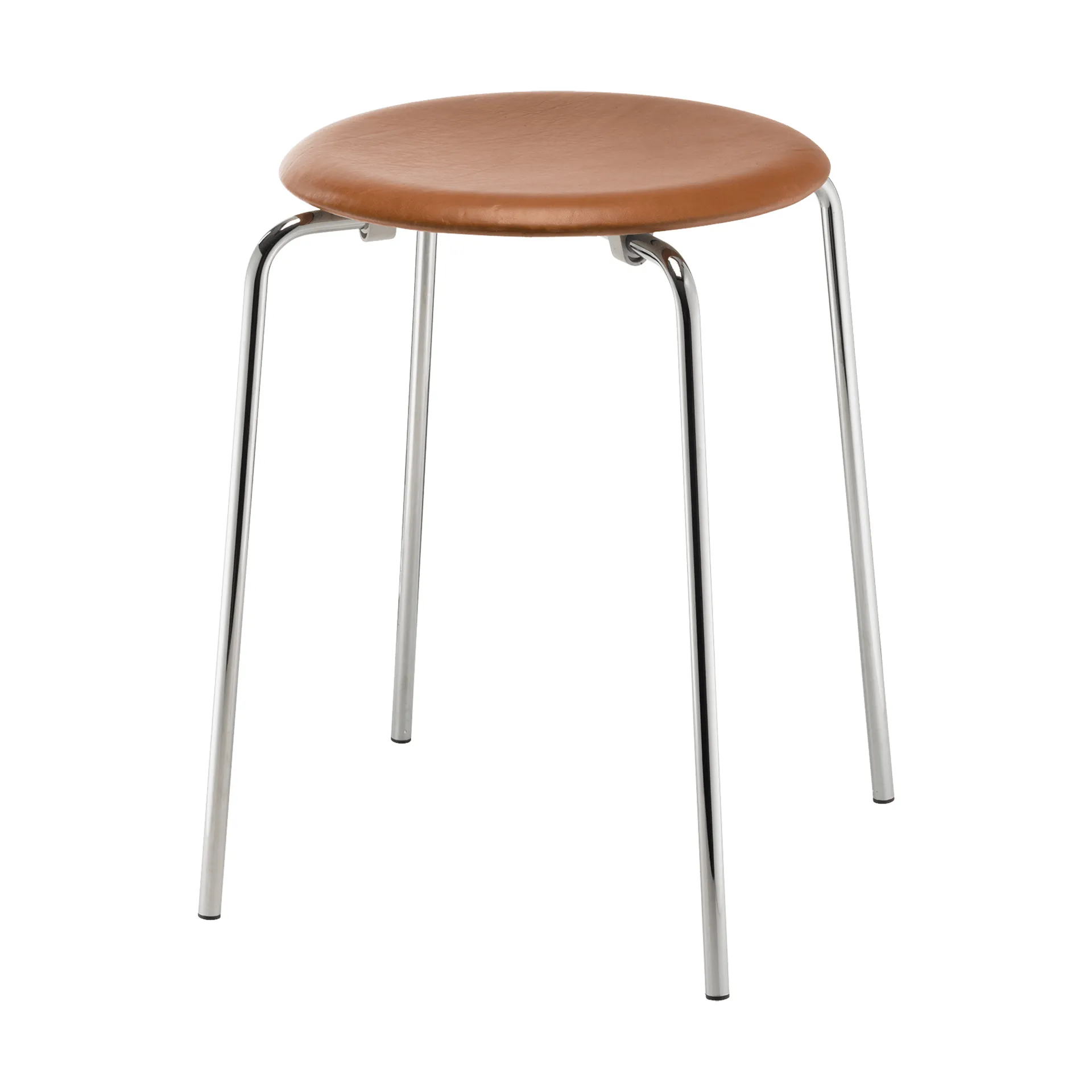 Dot rund pall läder, Essential walnut-chrome Fritz Hansen
