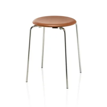 Dot rund pall läder - Wild leather walnut - Fritz Hansen