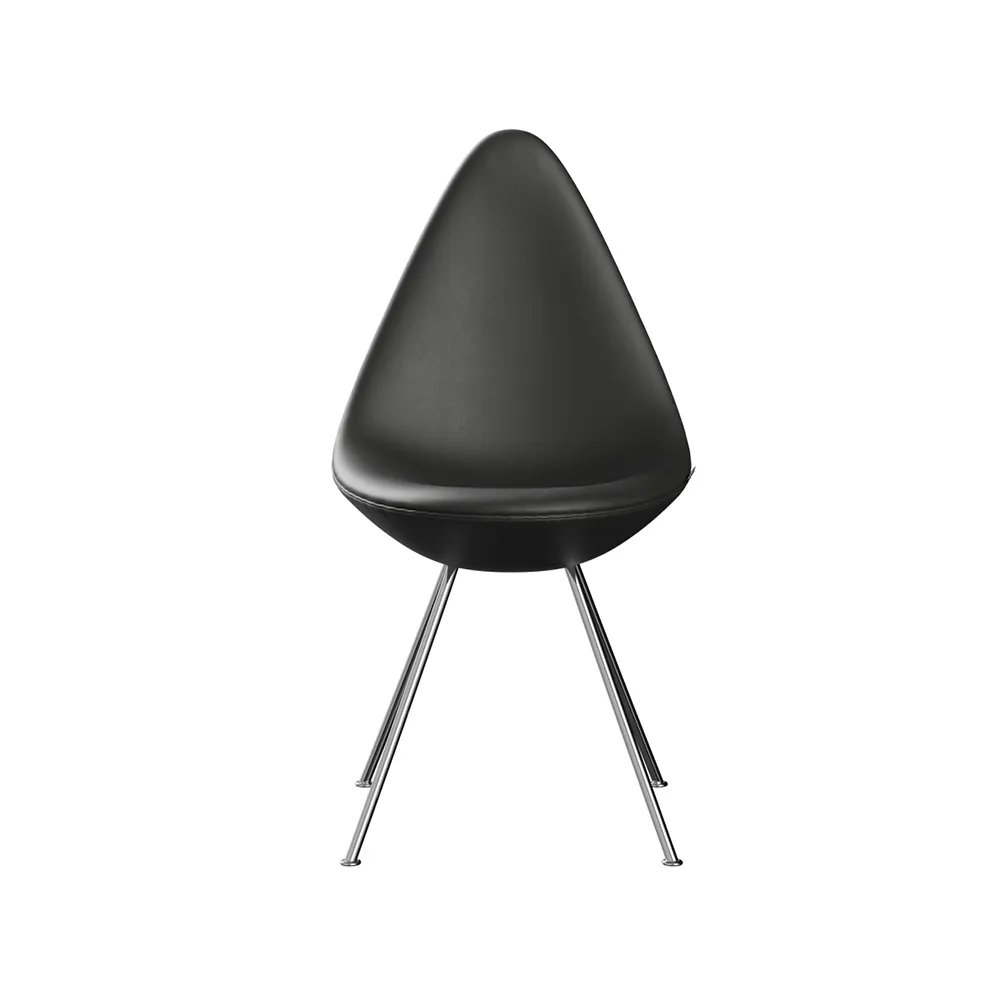 Droppen 3110 Helklädd stol, Leather essential black-chrome Fritz Hansen