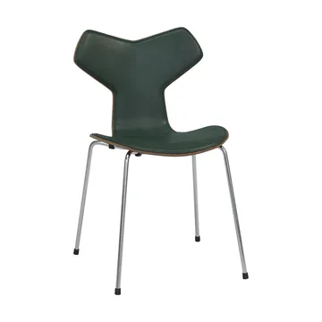 Grand Prix 3130 framsidesklädd stol valnöt - Pure Forest green-chrome - Fritz Hansen