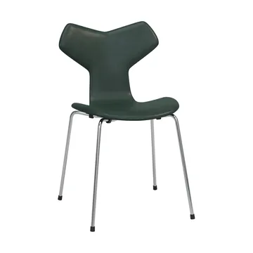 Grand Prix 3130 helklädd stol - Pure Forest green-chrome - Fritz Hansen