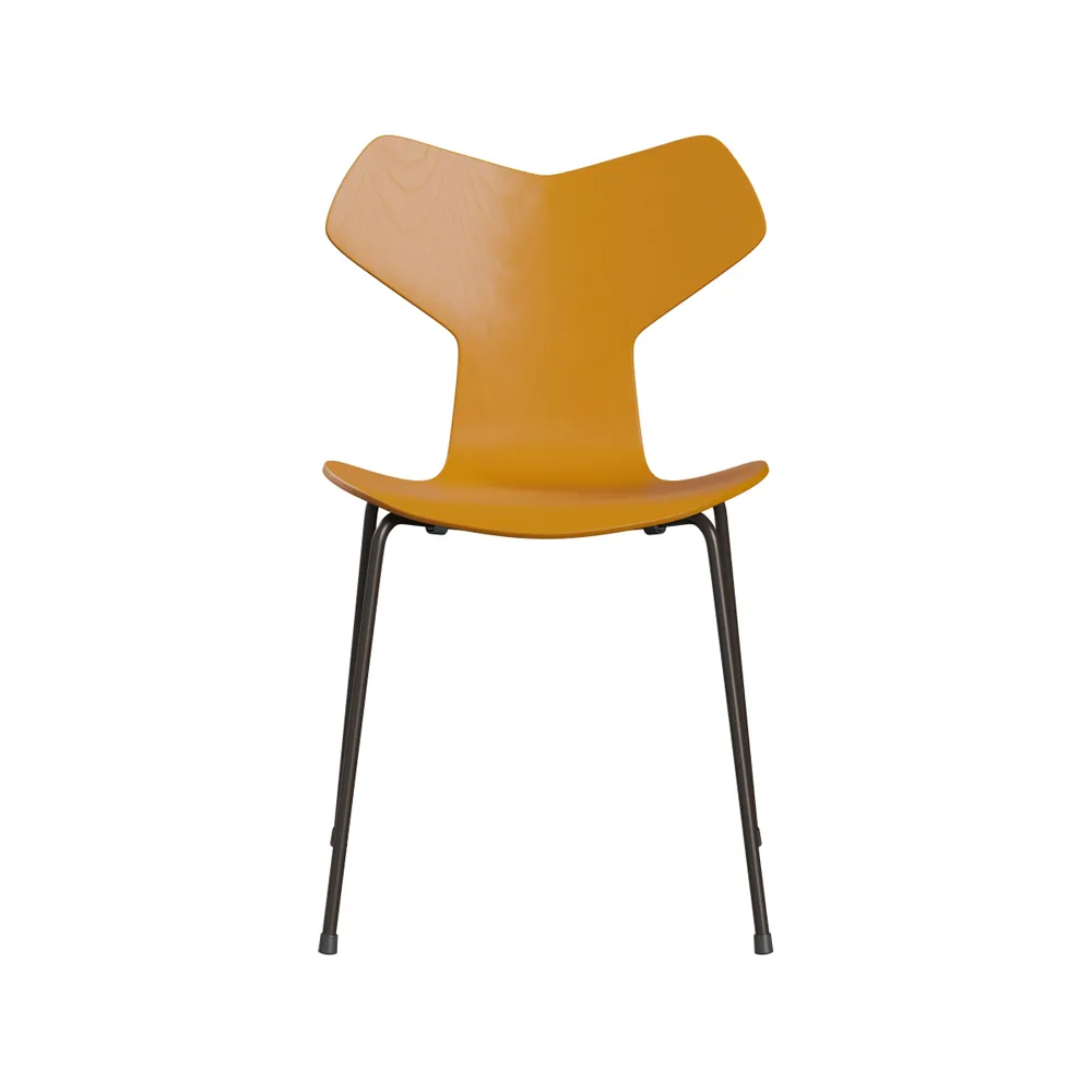 Grand Prix 3130 stol, Burnt yellow-målad ask-brunt stativ Fritz Hansen