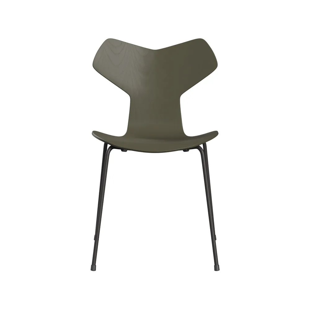 Grand Prix 3130 stol, Olive green-målad ask-grafitgrått stativ Fritz Hansen