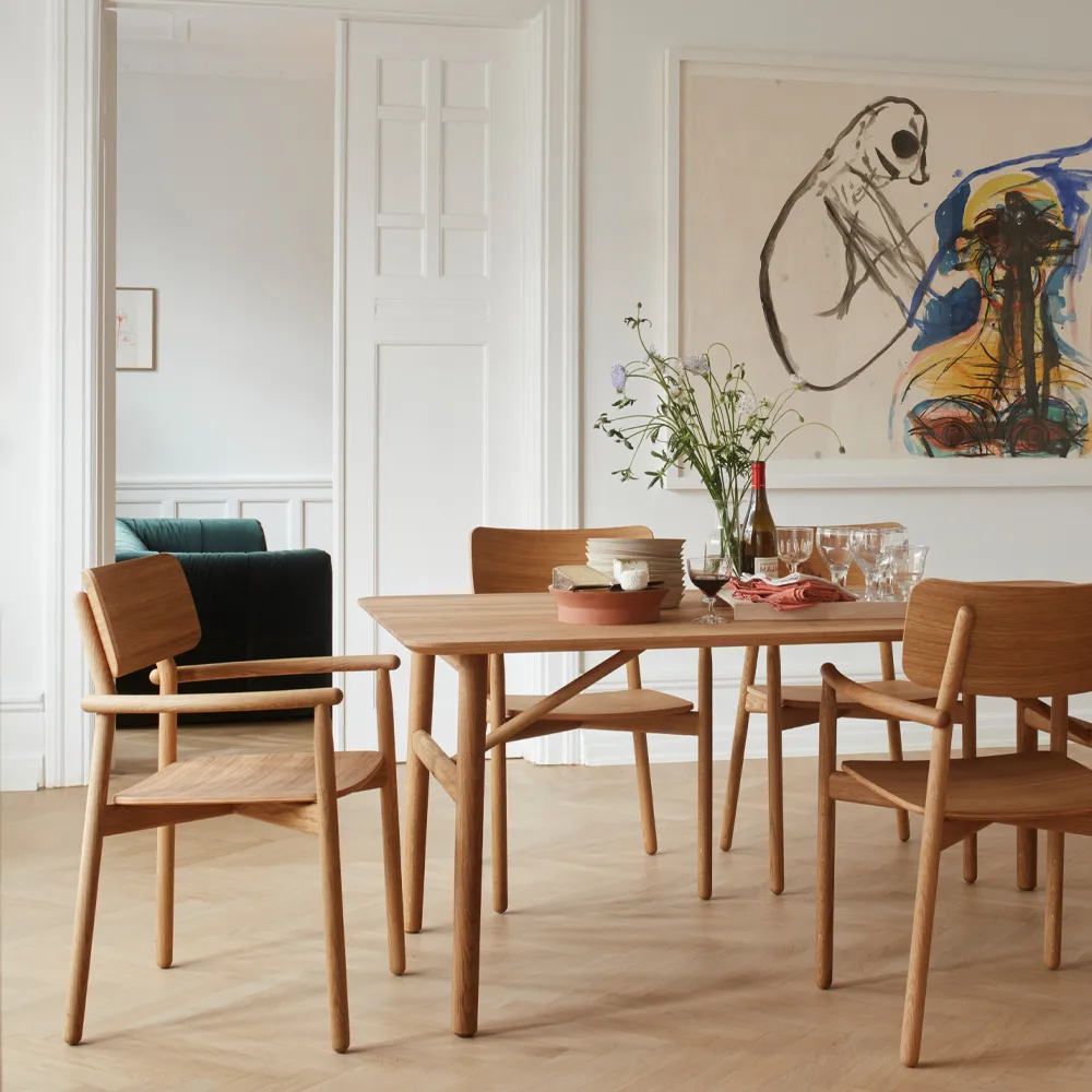 Hven matbord 94x190 cm, Vitoljad ek Fritz Hansen