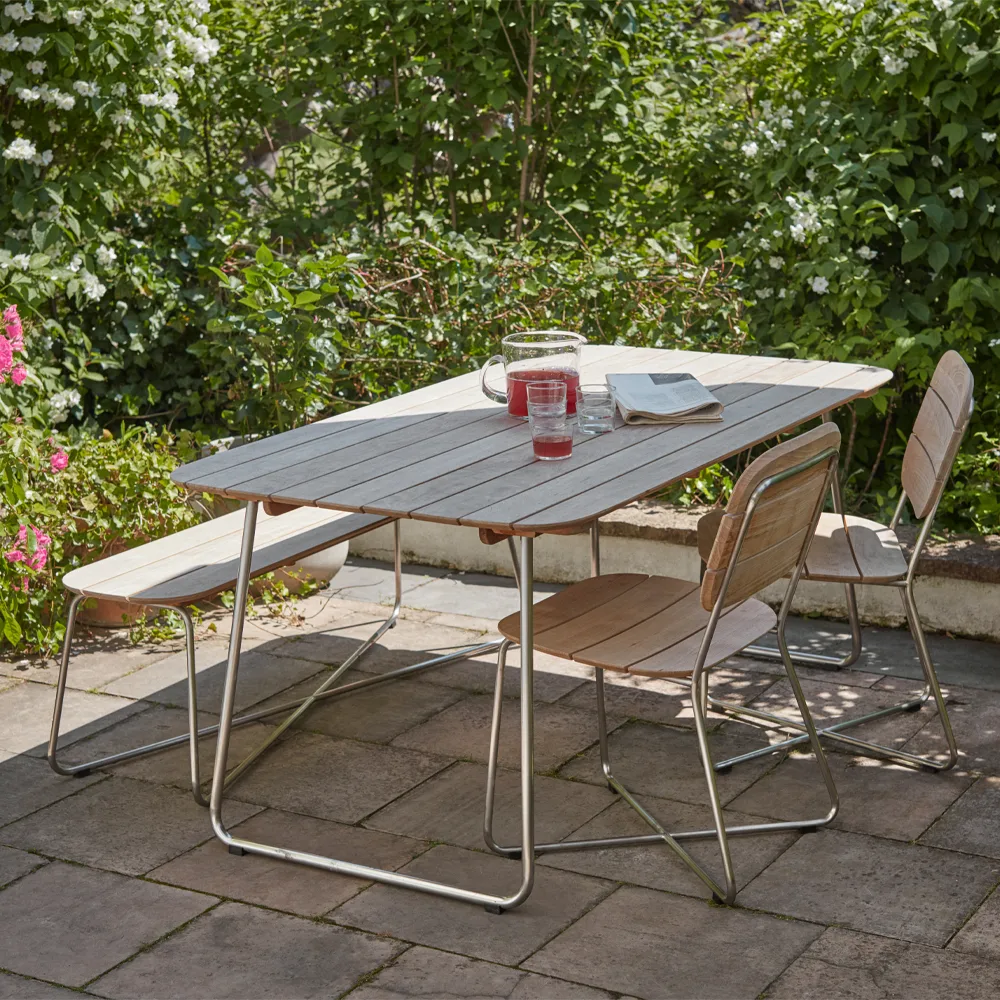 Lilium bänk, Teak, rostfritt stål Fritz Hansen