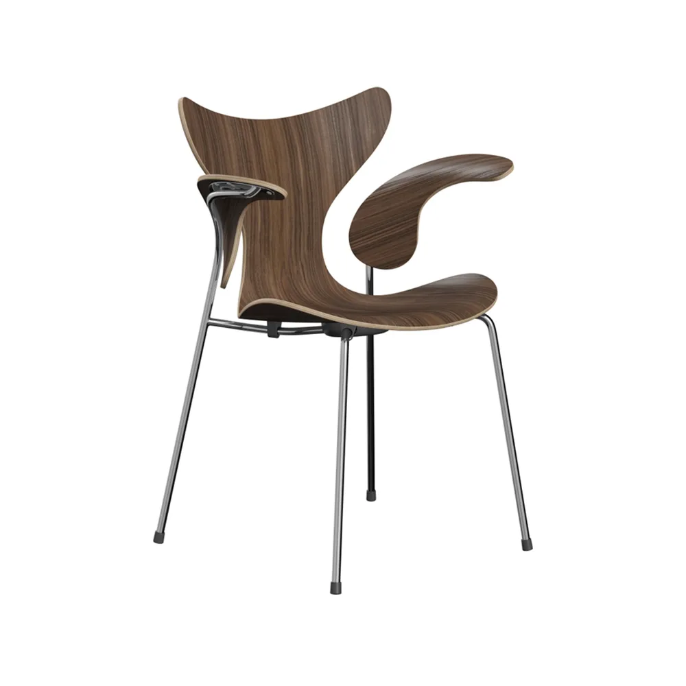 Liljan 3208 karmstol, Lacquered walnut-chrome Fritz Hansen