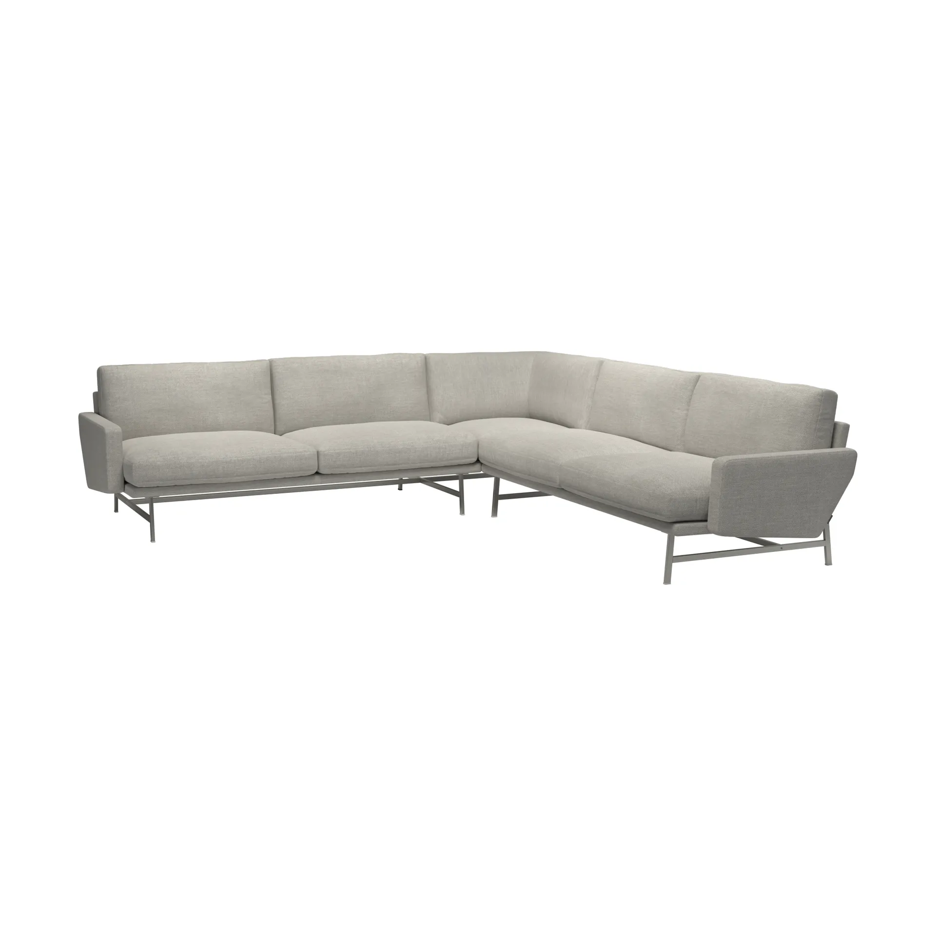 Lissoni PL115 hörnsoffa, Clay 012-rostfritt stål Fritz Hansen